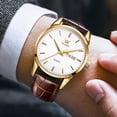 thumbnail image 5 of OLEVS Mens Watches,Brown Leather Watch for Men,Gold Plated Case Analog Quartz Fashion Business Dress Watch Luminous Waterproof Casual Male Wrist Watches Reloj para Hombre, 5 of 11