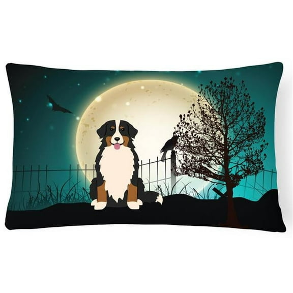 Carolines Treasures BB2226PW1216 Halloween Scary Bernese Mountain Dog Canvas Fabric Decorative Pillow, 12H x16W,