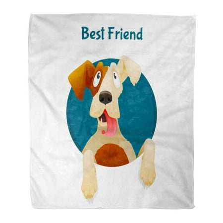 SIDONKU Throw Blanket 50x60 Inches Funny and Cute Dog Looking Up from The Hole with Text of Best Friend Adoption Vet Warm Flannel Soft Blanket for Couch Sofa