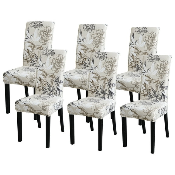 EVOLLER Chair Covers for Dining Room Set of 6,Stretch Kitchen Chair Slipcover 6 Pieces, Parson Chair Cover 6 Pack, Washable and Removable (Elegant flowers)