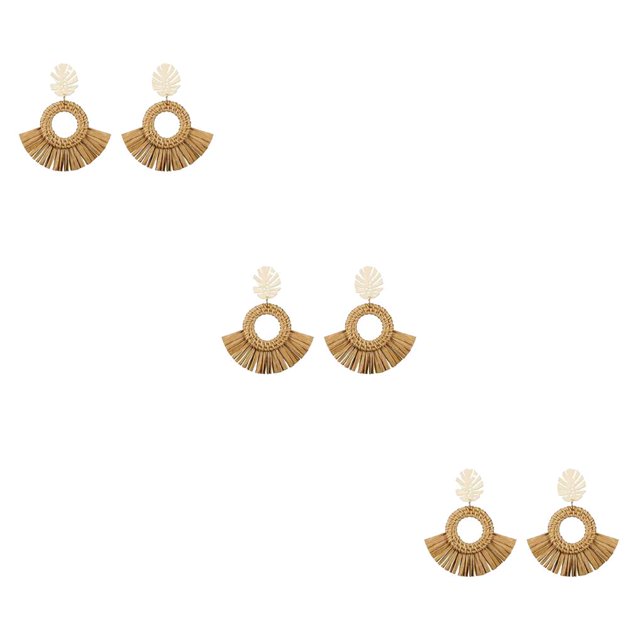 Guardurnaity Paquete de 6 aretes de ratán Durabilidad Hecho a mano Moda Trenza Aro Diseño único Material premium Perno de oreja Círculo hueco Type1 NO1 Guardurnaity CBP197626
