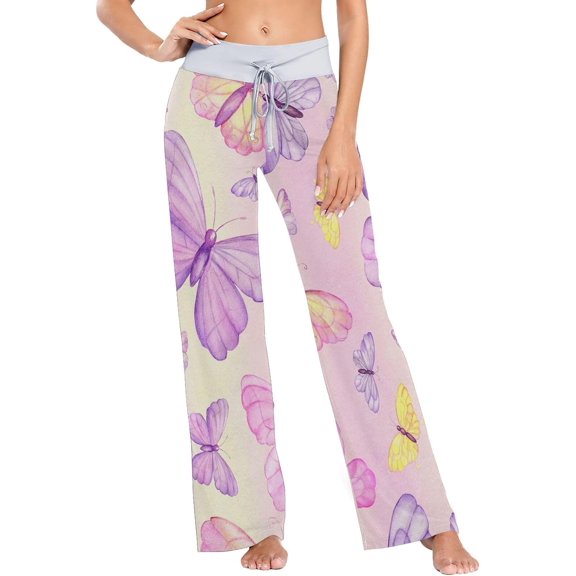 GZHJMY Women's Pajama Pants Colorful Butterflies Comfy Stretch Sleepwear Essentials womens Lightweight Lounge Terry Pajama Pant, Medium
