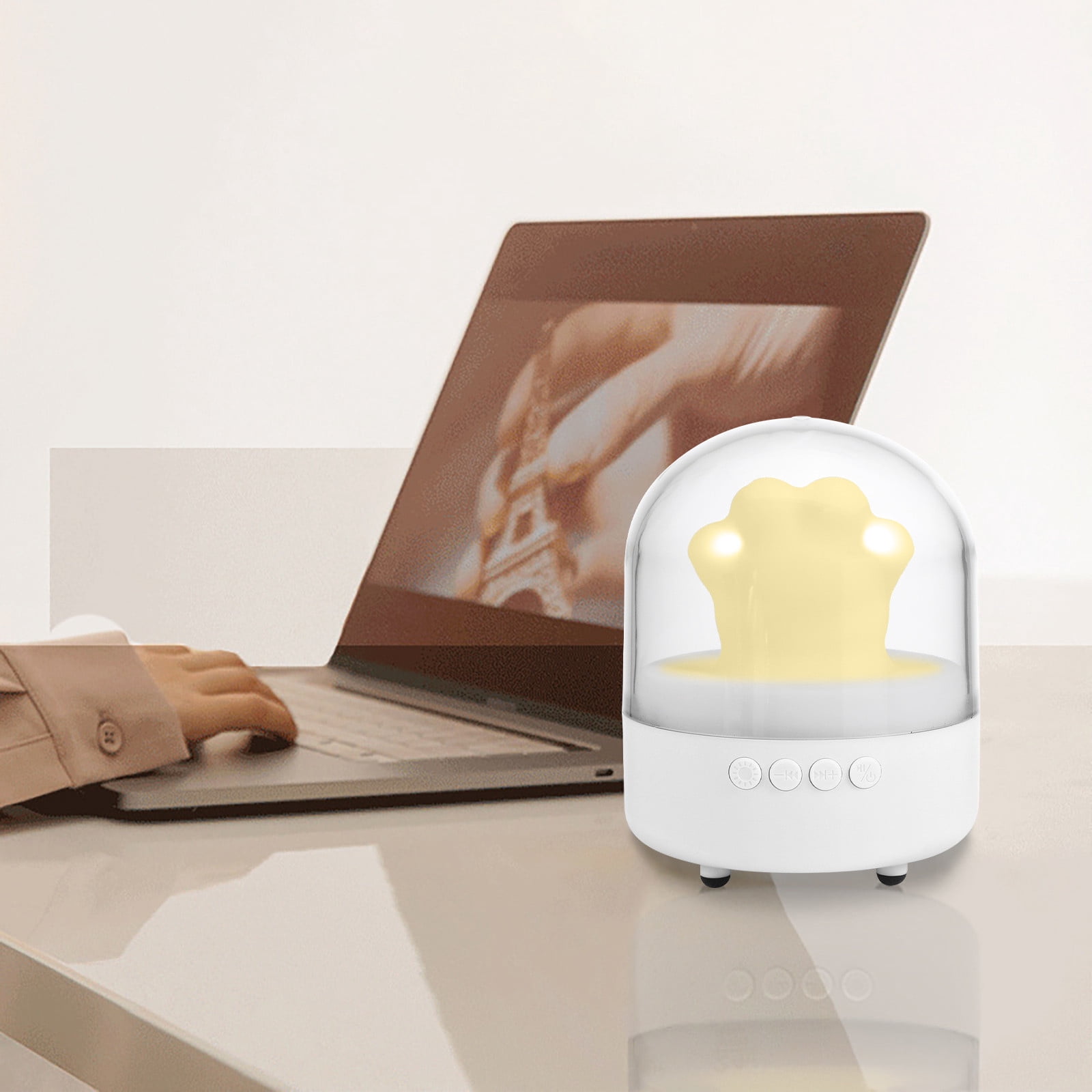 Wovilon Night Light Cat Paw Lamp, Bluetooth Audio Speaker Night Light, Night Smart Alarm Clock Portable Wireless Bedroom Bedside Reading Lamp, Music Sleep Lamp Support Speakerphone