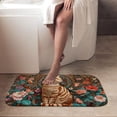 thumbnail image 4 of 1pc A Tabby Cat Among Flowers Absorbent Non-Slip Bathroom Thickened Flannel Rug Decor,Soft,Quick Drying,Suitable For Indoor/outdoor Use,Bathrooms,Bedrooms,Kitchens,Terrace,Laundry Rooms,16"x24", 4 of 9