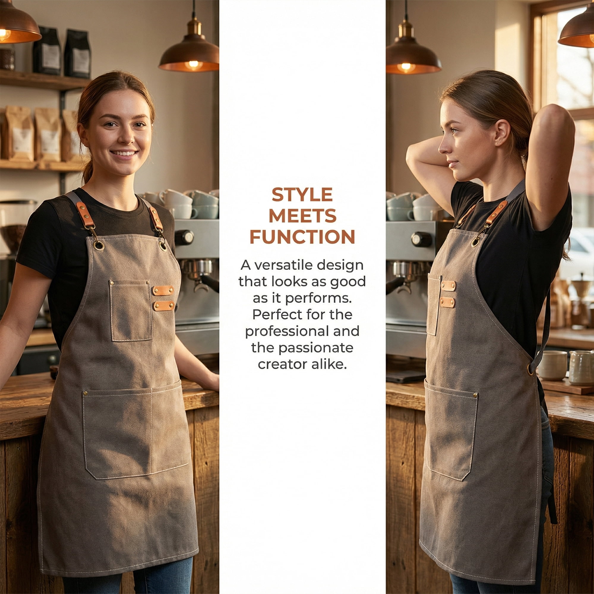 Unique Bargains Adjustable Long Waist Kitchen Apron with Pockets for People Gray