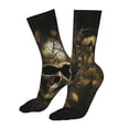 thumbnail image 5 of Fuzoiu Vintage Gold Leaf Skull Print Crew Socks,Casual Athletic Gym LightWeight Thin Socks,Casual Crew Socks for Men Woman,Calf Length Crew Socks, 5 of 7
