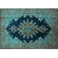 thumbnail image 1 of Ahgly Company Indoor Rectangle Medallion Light Blue Traditional Area Rugs, 6' x 9', 1 of 4