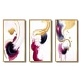 thumbnail image 2 of Designart "Peaceful Intensity Magenta and Gold Series II" Abstract Painting Framed Wall Art Set Of 3 - Gold Modern Frame Gallery Wall Set For Home Decor, 2 of 6