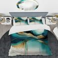 thumbnail image 2 of Designart "Teal and Gold Abstract Expressionism II" Ensemble de Literie Moderne - Lit Abstrait Abstrait Turquoise Encre Liquide Serti de 2 Impostes, 2 of 6