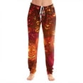 thumbnail image 2 of Wutalume Halloween Women's Casual Pajama Pants - Drawstring Elastic Waist Cuffed Pants with Pockets, Loose Trousers for Festival Wear,Orange S, 2 of 5