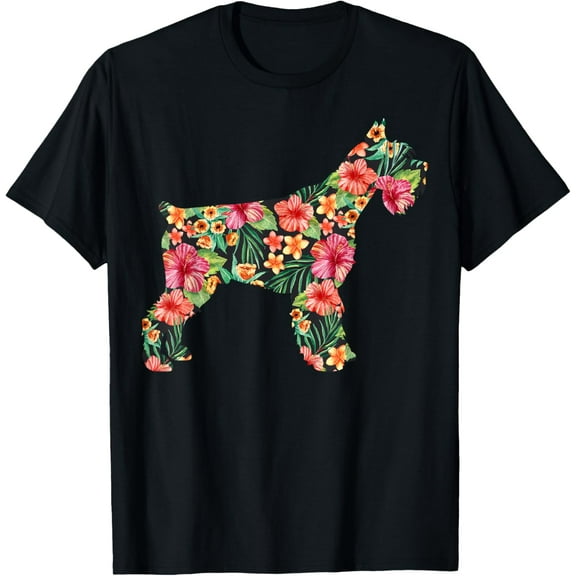 Schnauzer Flower Funny Dog Silhouette Floral Gifts Women T-Shirt