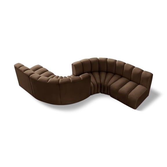 Meridian Furniture Arc Brown Velvet Modular Sectional