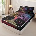 thumbnail image 2 of Homewish Colorful Tree Of Life Zipper Full Size Comforter Sets with Fitted Sheet and 2 Pillowcases,Moon Phase Stars Zipper Bedding Set,Black Reversible,4-Piece, 2 of 7