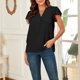 thumbnail image 4 of Camiseta informal para mujer con cuello en V y volantes ligera para mujer ajuste relajado (negro L) FLhrweasw Para estrenar, 4 of 8