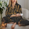 thumbnail image 6 of Fotbe HAPPY NEW YEAR 2024 Pattern Long Sleeve Pajama Set for Women,Sleepwear Set,2-piece Loungewear Set,Soft PJs Comfy Nightwear with Pockets -Small, 6 of 7