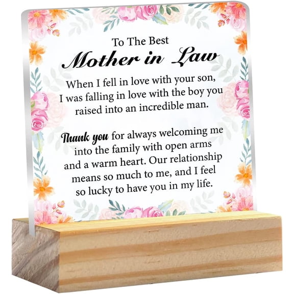 Mother in Law Gift When I Fell in Love with Your Son Clear Desk Decorative Sign Keepsake Present Mother in Law Acrylic Sign With Wooden Stand Desk Decor for Home Wedding