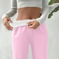 thumbnail image 4 of DPTALR Women's Fashion Casual Solid Color Winter High-Waist Wide-Leg Loose Fleece-Lined Pocket Pants,Pink,Size L, 4 of 9