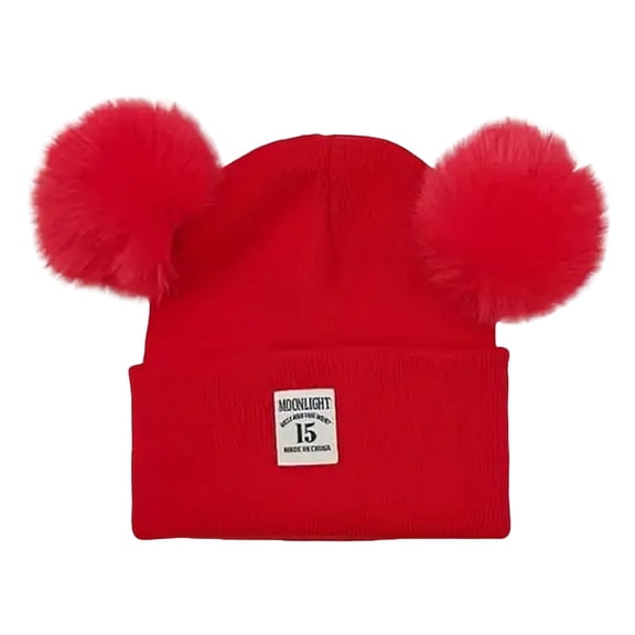 NOEGOEU Baby Beanie Toddler Infant Winter Knitted Hats Kids Soft Warm Pom Pom Cap for Boys Girls (Red,0-36 Months)
