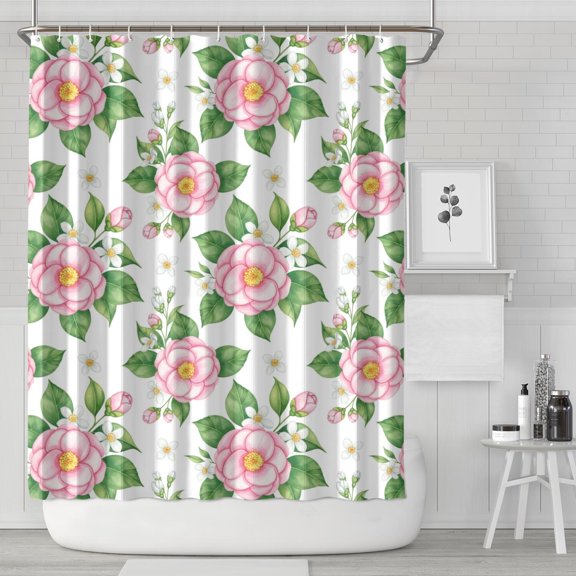 Pioneer Flower Floral Print Pattern Shower Curtain 84"x72", Bathroom Decorative Shower Curtain Set with 12 Hooks, Waterproof Washable