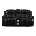 thumbnail image 2 of Saltoro Sherpi Leather Upholstered Loveseat with Console and 2 Speakers, Black, 2 of 2