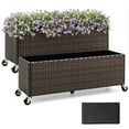 thumbnail image 1 of Costway 2 PCS Raised Garden Bed All-Weather PE Rattan Wicker Patio Planter Box with Wheels, 1 of 10