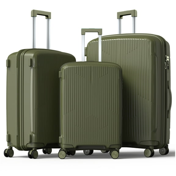 Nazhura Luggage Set, 3-Piece Hardside Suitcase Set, 20-inch Carry On, 24-inch, 28-inch Luggage Oliver Green