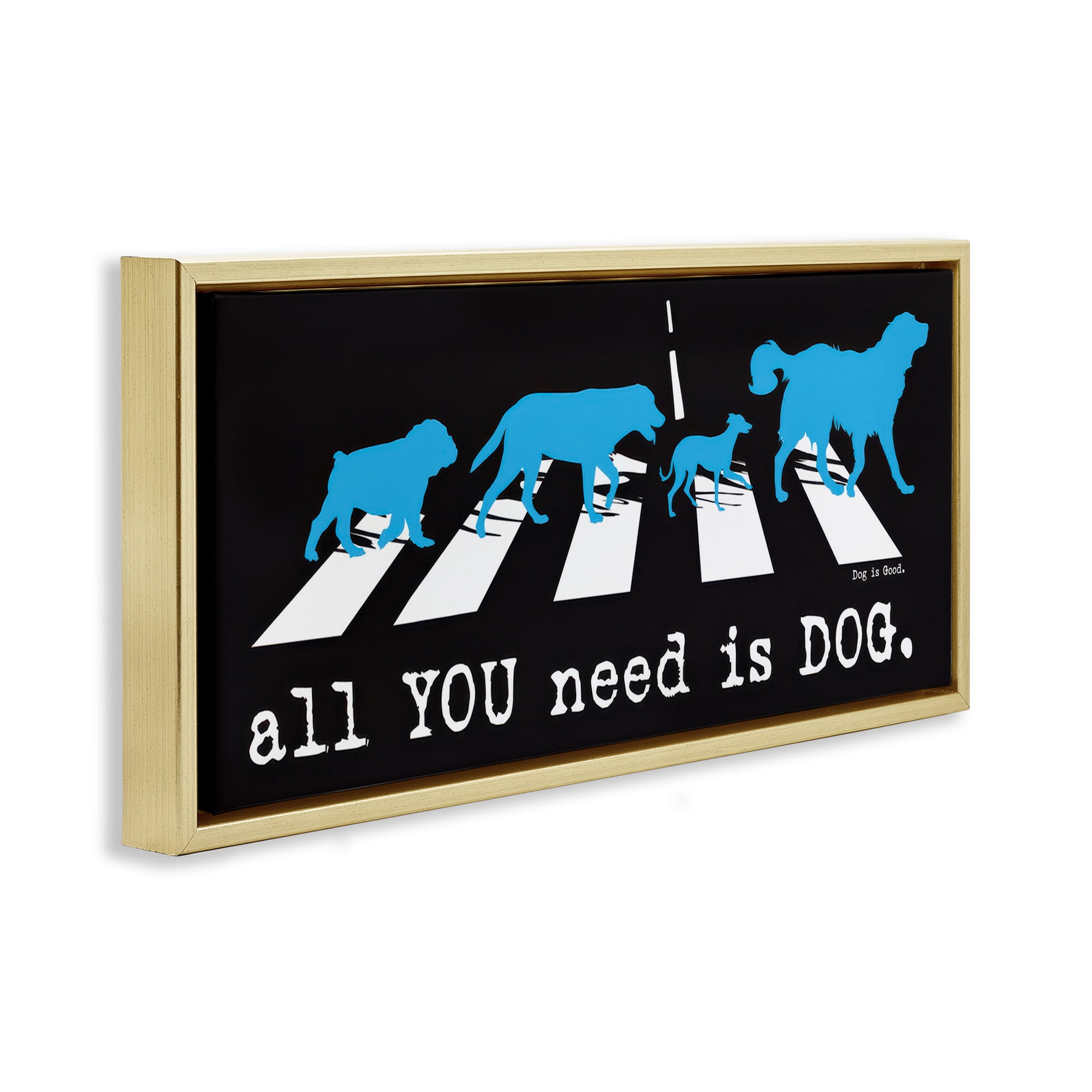 Stupell Industries Need Dog Music Pun Animals Painting Gold Floater Framed Canvas Art Print Wall Art, 31 x 14