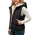 thumbnail image 2 of BCSIOAOI Girls Puffer Vest,Fleece Lined Full Zip Hooded Sleeveless Warm Vest with Pockets Black 11-12 Years, 2 of 8