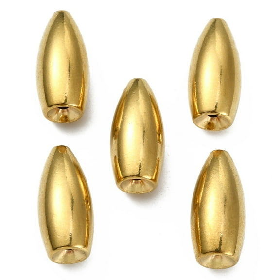 5pcs Brass Fishing Sinker Weight Bullet Sinkers Golden 2.3x1.1cm
