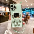 thumbnail image 1 of Astronaut Stand Phone Case For iPhone 14 Pro Max 15 Plus 13 12 11 Pro 12 Pro Max 15 Pro Textured Plating Cover Green For iPhone 13, 1 of 6