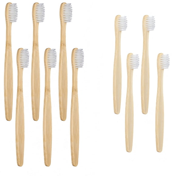 Set de cepillos de dientes SEVENHEAD de bambú, 10 piezas, cerdas suaves