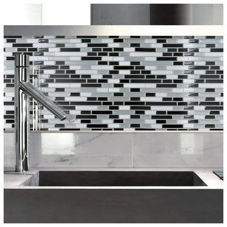 Art3d 10 Pieces Glue on Kitchen  Backsplash  Sticker Gray 