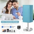 thumbnail image 2 of Bedside Lamp with USB Port and Outlet, 3-Way Dimmable Touch Lamp with USB Charging Port for Bedroom, Small Blue Table Lamp with Charger for Nightstand Living Room Office Desk (LED Bulb Included), 2 of 6