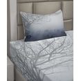 thumbnail image 2 of Ambesonne Landscape Fitted & Top Sheet Set with Sham, Idyllic Forest Rain View, Dark Slate Blue Grey, 2 of 4