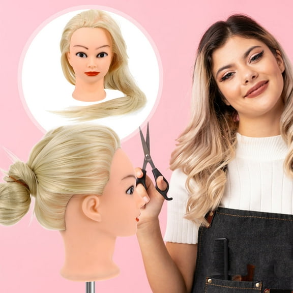 CRILSTYLEO 1Set Professional Cosmetology Mannequin Head with Smooth Glossy Synthetic Hair for Hair Braiding and Styling