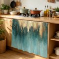 thumbnail image 6 of Modern Turquoise Gold Cabinet Curtain 35"Wx35"L, Dustproof Under Sink Skirt with Self Adhesive Tape, Abstract Teal Minimalist Art Cabinet Curtain Cover for Kitchen Sink, Bathroom Vanity, Laundry Room, 6 of 9
