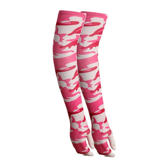 Fgnfyis Manchons d'Été en Soie Glacée contre le Soleil pour Cyclisme Extérieur, Protection Prolongée 53 cm contre l'Exposition des Doigts, Design Unisexe, Rose Vif