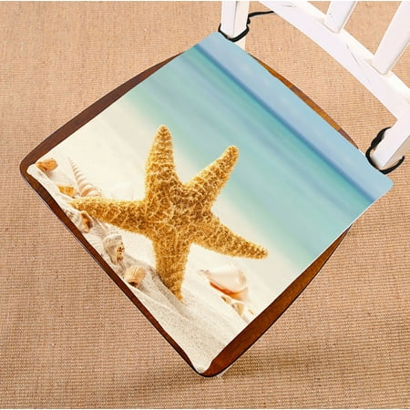 Starfish Cushion ZKGK Summer Beach with Starfish Sea Shells Seat Pad Seat Cushion Chair Cushion Floor Cushion Two Sides 16x16 Inches ()