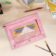 thumbnail image 6 of Hvmvliv 3 Rings Pencil Case with Zipper, Pencil Pouch with Clear Window 2 Pack for Office Classroom Supplies Pink, 6 of 9
