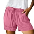 thumbnail image 2 of vigerkar Womens 2025 Summer Shorts Solid Elastic Waist Pocketed Casual Pants Pink, M, 2 of 5