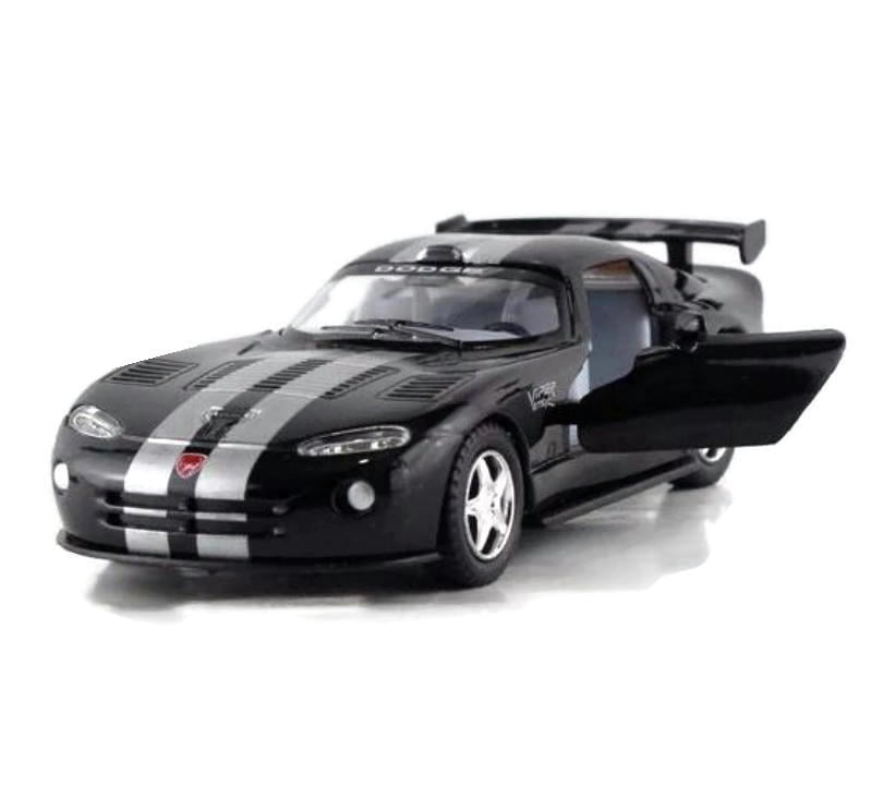 New 5" Kinsmart Dodge Viper GTS-R Diecast Toy 1:36 Matte Black Silver Stripes 