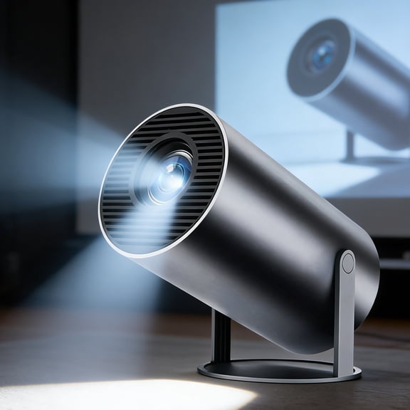 Mini Projector Smart 4K Projector 180° Rotation, Projector for Outdoor Movie, Black