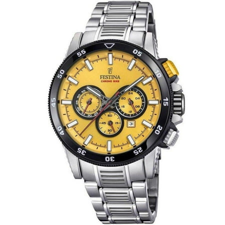 F20352a Men's Bike Chrono Yellow 43mm Dial Watch Steel Festina Stainless XuikZOP