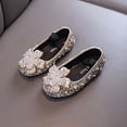 thumbnail image 5 of SGFCWSX Girls Dress Shoes Kids Rhinestone Pearl Bow Ballet Flats Wedding Party Flower Girl Shoes Gold Size 11.5 Little Kids, 5 of 7