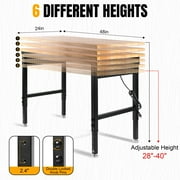 MUWOOD 48 Adjustable Workbench, Rubber Wood Shop Table with Peg Board and Power Outlets, Heavy-Duty 2000 lbs Load Capacity