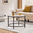 thumbnail image 2 of Renwick Modern Glass Top Coffee Table with Adjustable Foot Pads, Black, 2 of 8