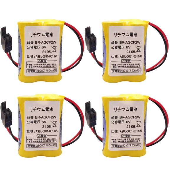 4Pcs BR-AGCF2W / A98L-0031-0011 #1 6V 2200mAH Battery For FANUC with Plug