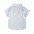 thumbnail image 5 of LittleSpring Kids Button Down Shirt 4T Toddler Boys Short Sleeve Dress Shirt with Bow Tie Solid Light Blue, 5 of 6
