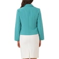 thumbnail image 3 of BLAZER CHIC para Mujeres, Abierto al Frente, Traje de Verano Corto para el Trabajo, Chaqueta Ligera Azul Lago Sólido XL, 3 of 6