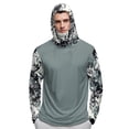 thumbnail image 5 of Sun Protection Hoodie Shirts for Men Spf UV Upf 50+ CamouflageShirts Long Sleeve Fishing Lightweight Cooling Hoodies with Face Cover,Gray 2XL, 5 of 5
